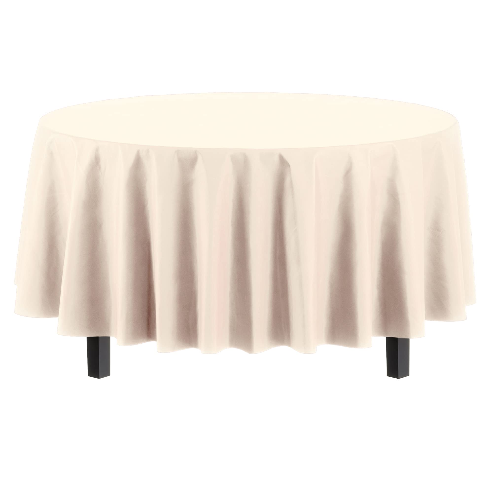 Premium Round Ivory Plastic Table Covers | 12 Pack