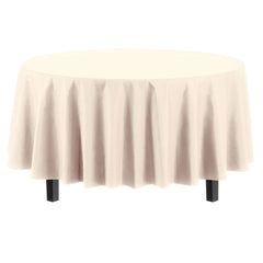 Premium Round Ivory Plastic Table Covers | 12 Pack