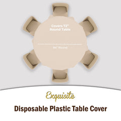 Premium Round Ivory Plastic Table Covers | 6 Pack