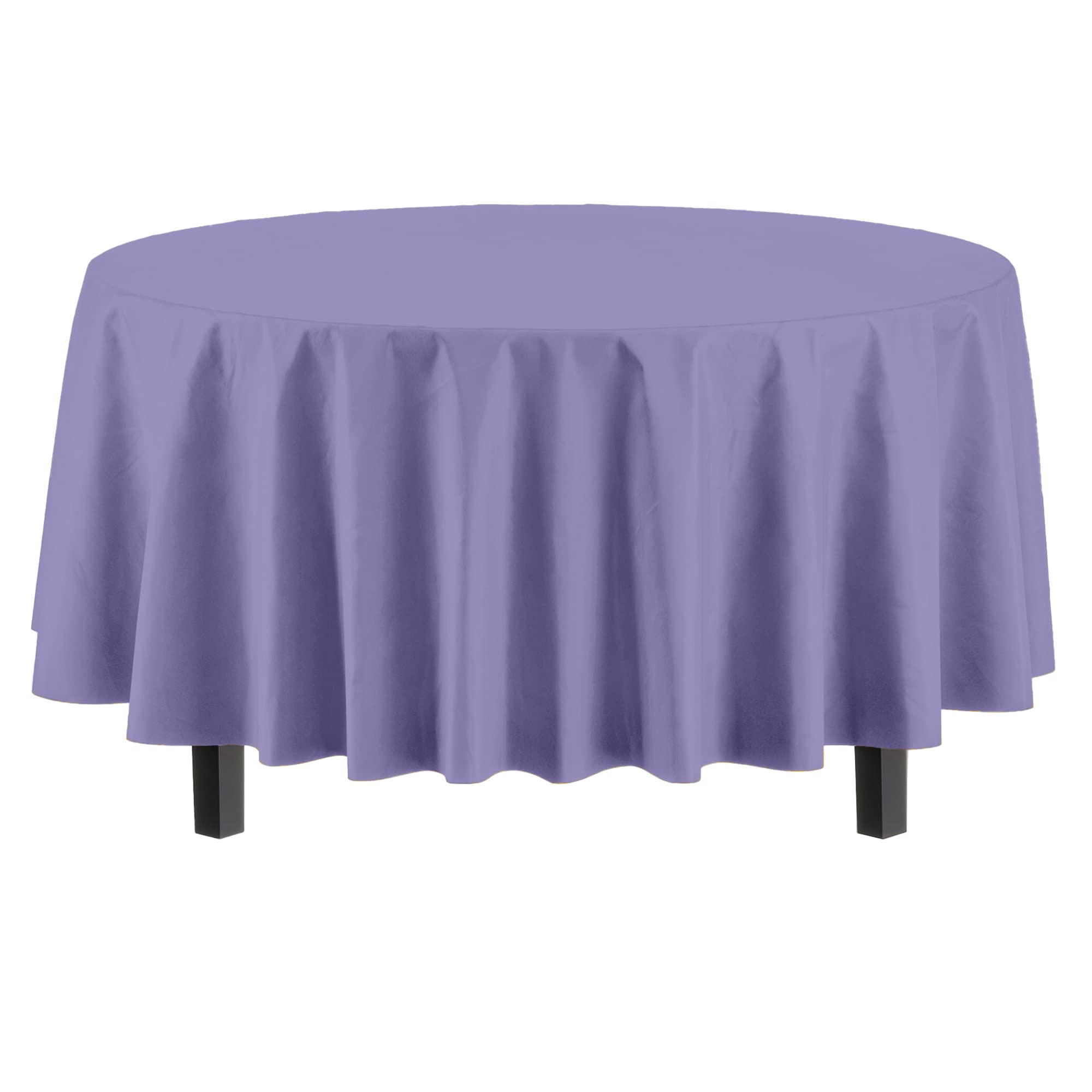 Premium Round Lavender Plastic Table Covers | 12 Pack