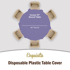 Premium Round Lavender Plastic Table Covers | 12 Pack