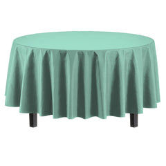 Premium Round Mint Plastic Table Covers | 6 Pack