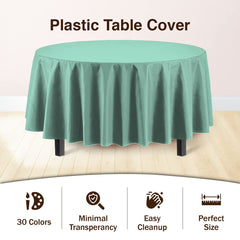 Premium Round Mint Plastic Table Covers | 6 Pack