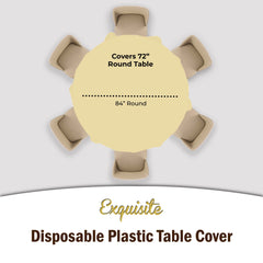 Premium Round Light Yellow Plastic Table Covers | 12 Pack