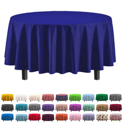 Premium Round Navy Blue Plastic Table Cover | Case of 96