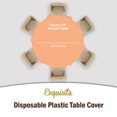 Premium Round Peach Plastic Table Covers | 12 Pack