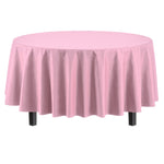 Premium Round Pink Plastic Table Cover