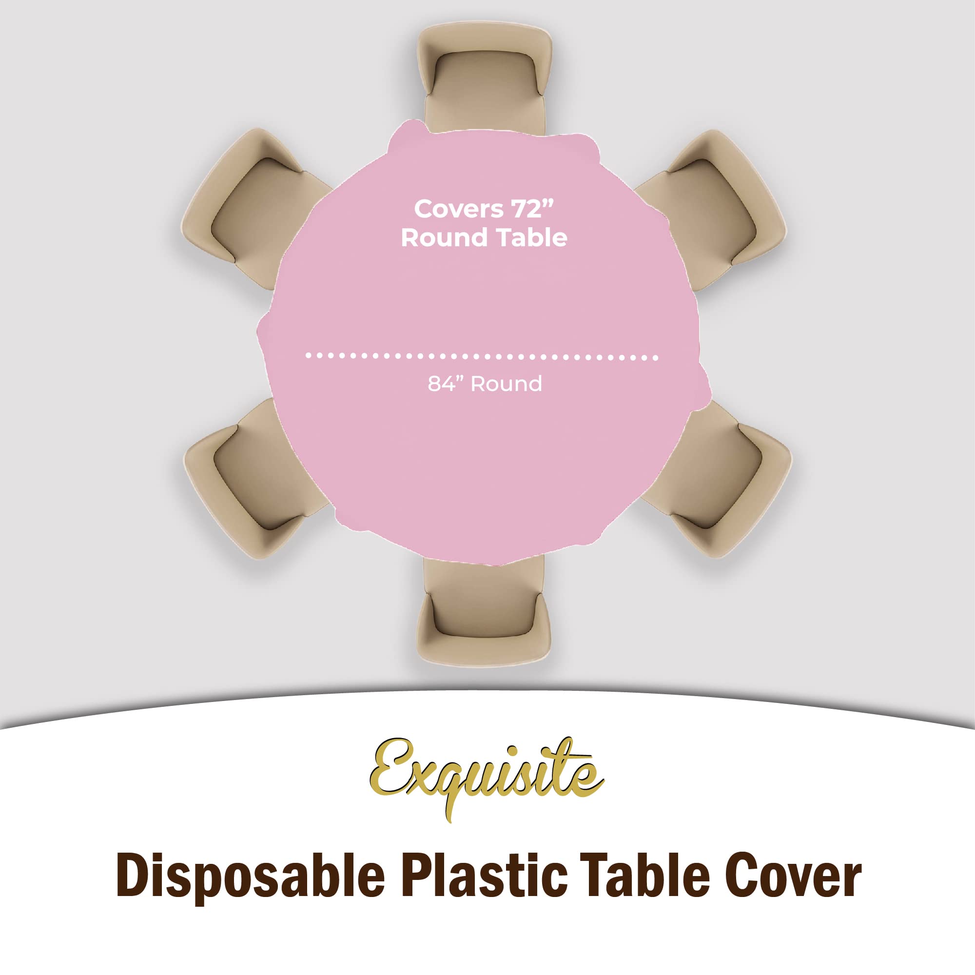 Premium Round Pink Plastic Table Covers | 6 Pack