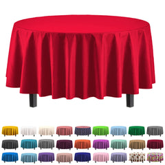 Premium Round Red Plastic Table Cover | Case of 96