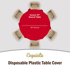 Premium Round Red Plastic Table Covers | 6 Pack