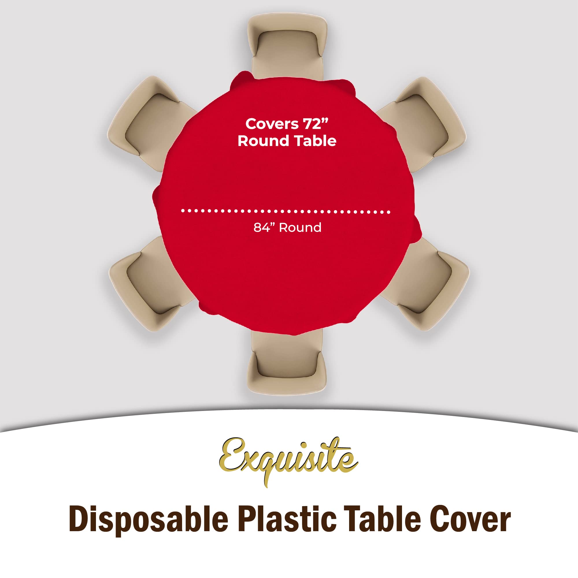 Premium Round Red Plastic Table Cover | Case of 96