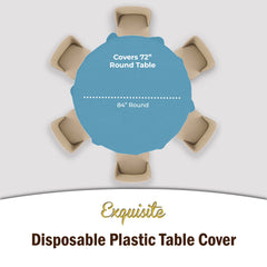 Premium Round Sky Blue Plastic Table Covers | 6 Pack