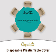 Premium Round Teal Plastic Table Covers | 6 Pack