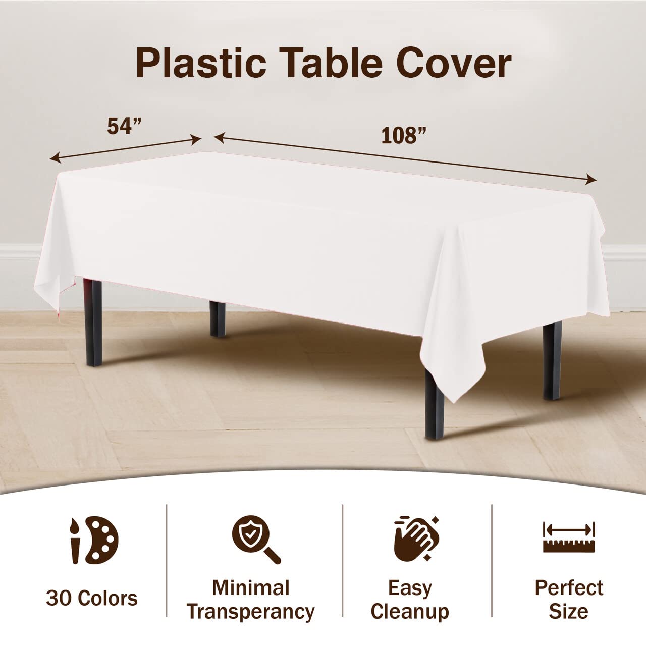 Premium White Plastic Table Covers | 12 Pack