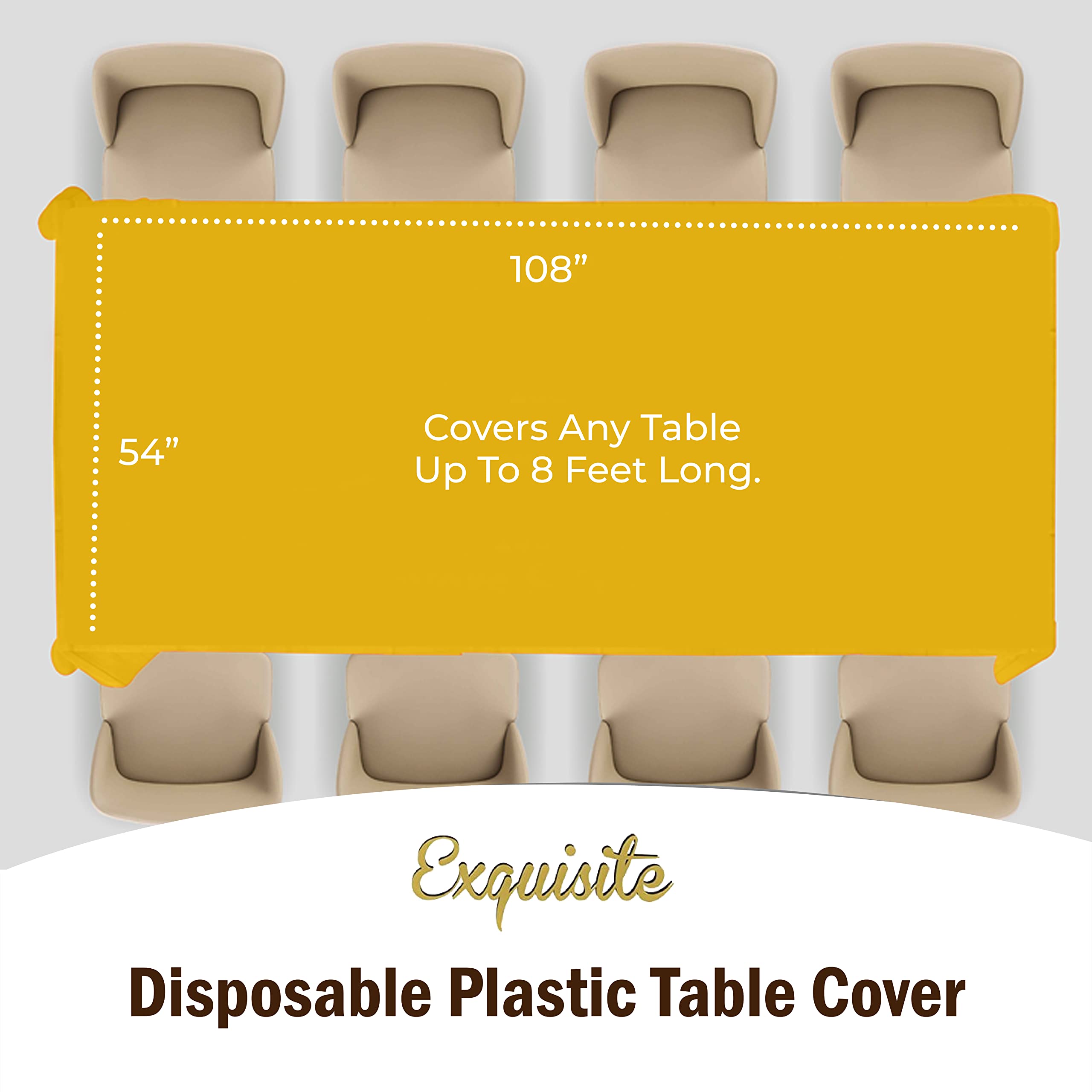 Premium Yellow Plastic Table Covers | 12 Pack