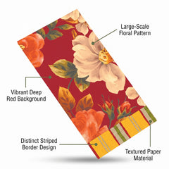 Classic Floral Red Guest Towels - 8 In. x 4 In. - 16 Pack