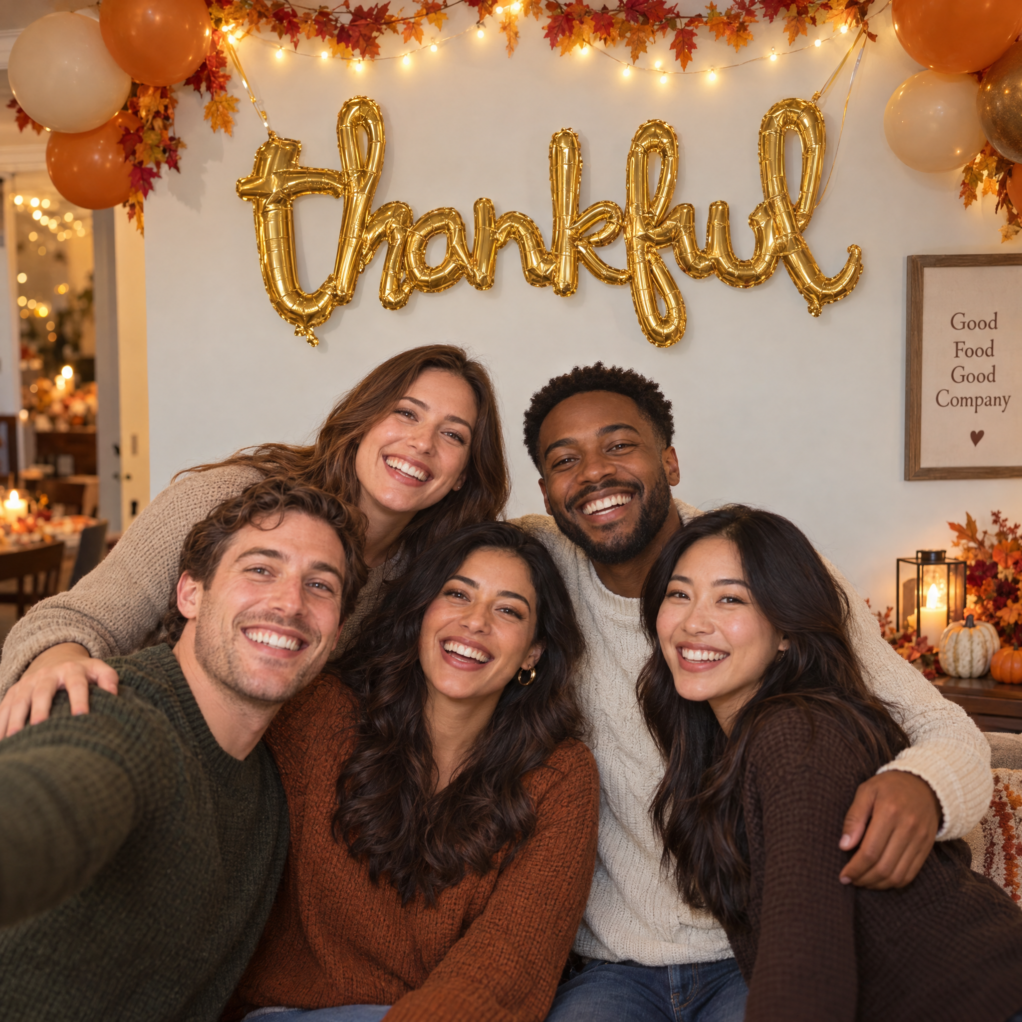 Thankful White & Gold Phrase Foil Balloon | 55" x 24"