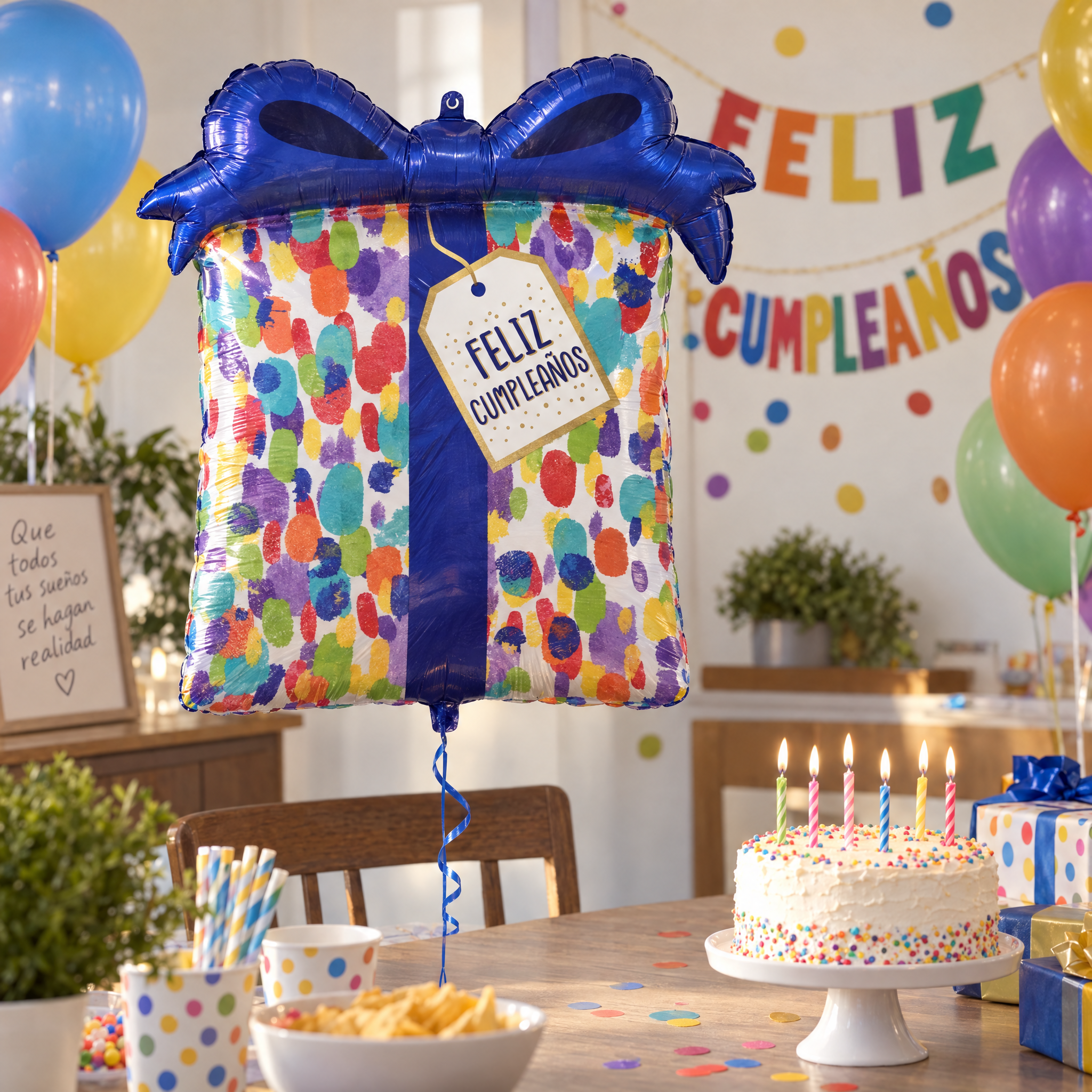 Polka Dot Celebration Birthday SuperShape Foil Balloon | 25" x 27"