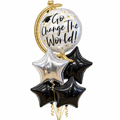 Premium Metallic "Change The World" Graduation 23" Balloon Bouquet - 5 Piece Set