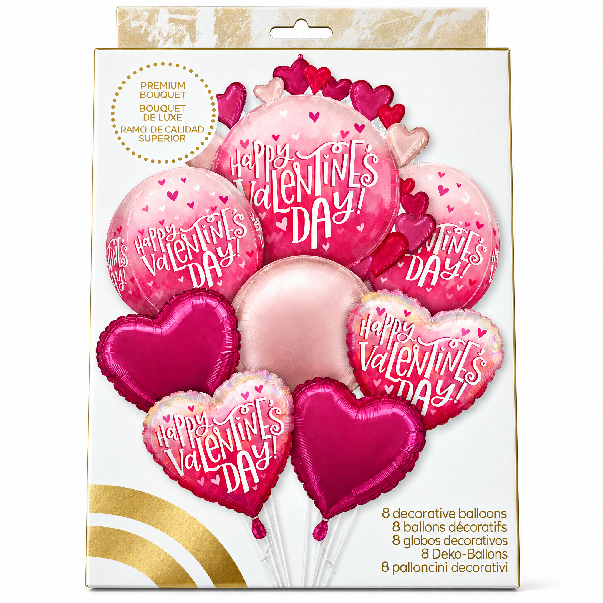 Pearl Shine Valentine's Foil Balloon Bouquet | 8 Count