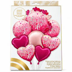 Pearl Shine Valentine's Foil Balloon Bouquet | 8 Count