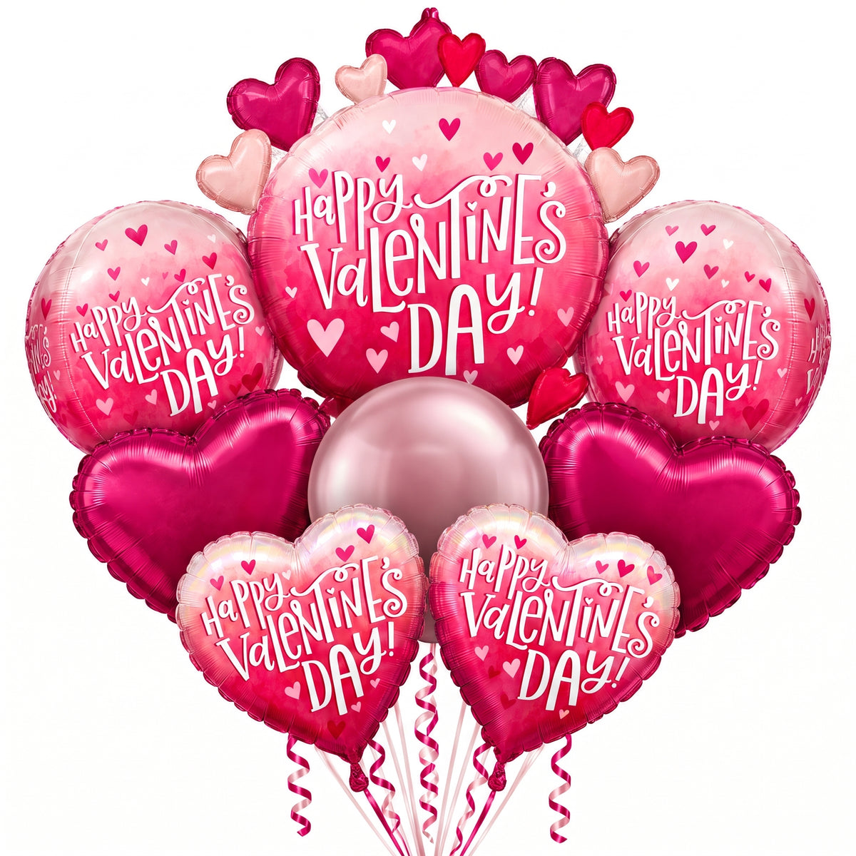Pearl Shine Valentine's Foil Balloon Bouquet | 8 Count