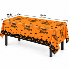 Happy Halloween orange plastic table cover case of 96