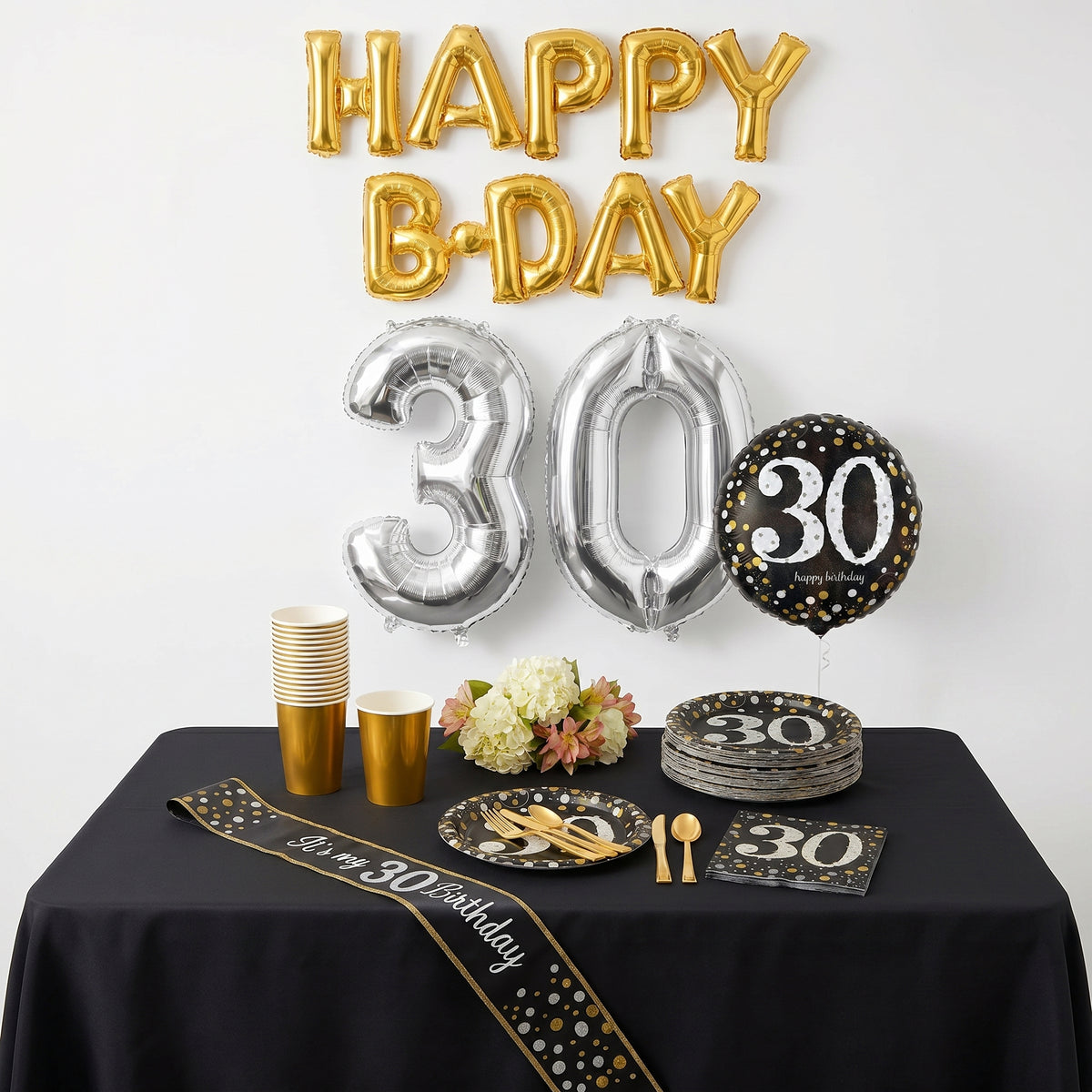68 Pcs 30th Birthday Party Mid Kit - For 8 Guests
