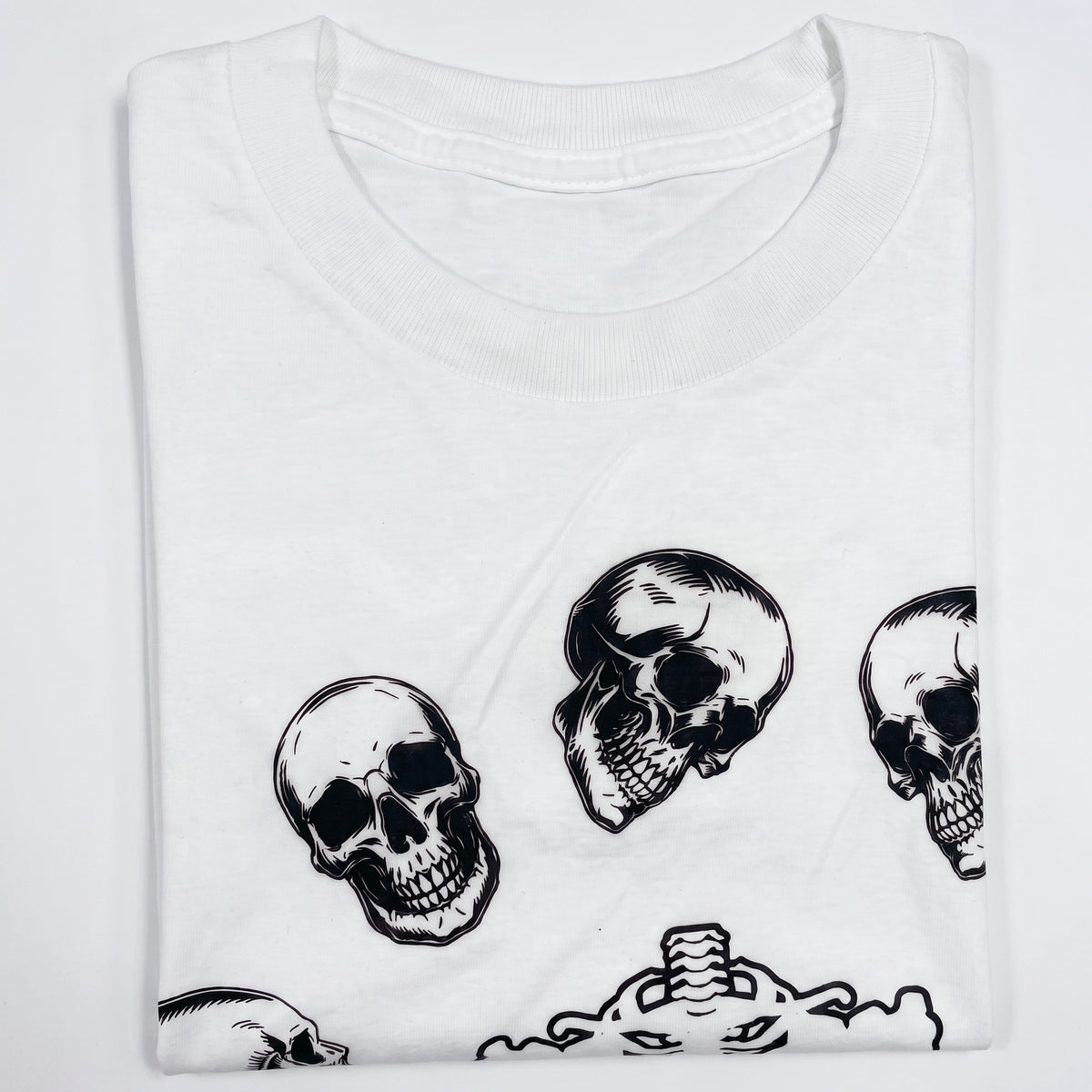 Halloween Skeleton Head Crop Top T-Shirt - Adult M