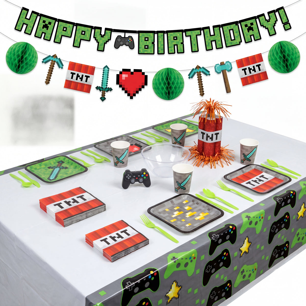 64 Pcs Pixel Party Kit - For 8 Guests