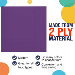 Purple Beverage Napkins | 50 Count