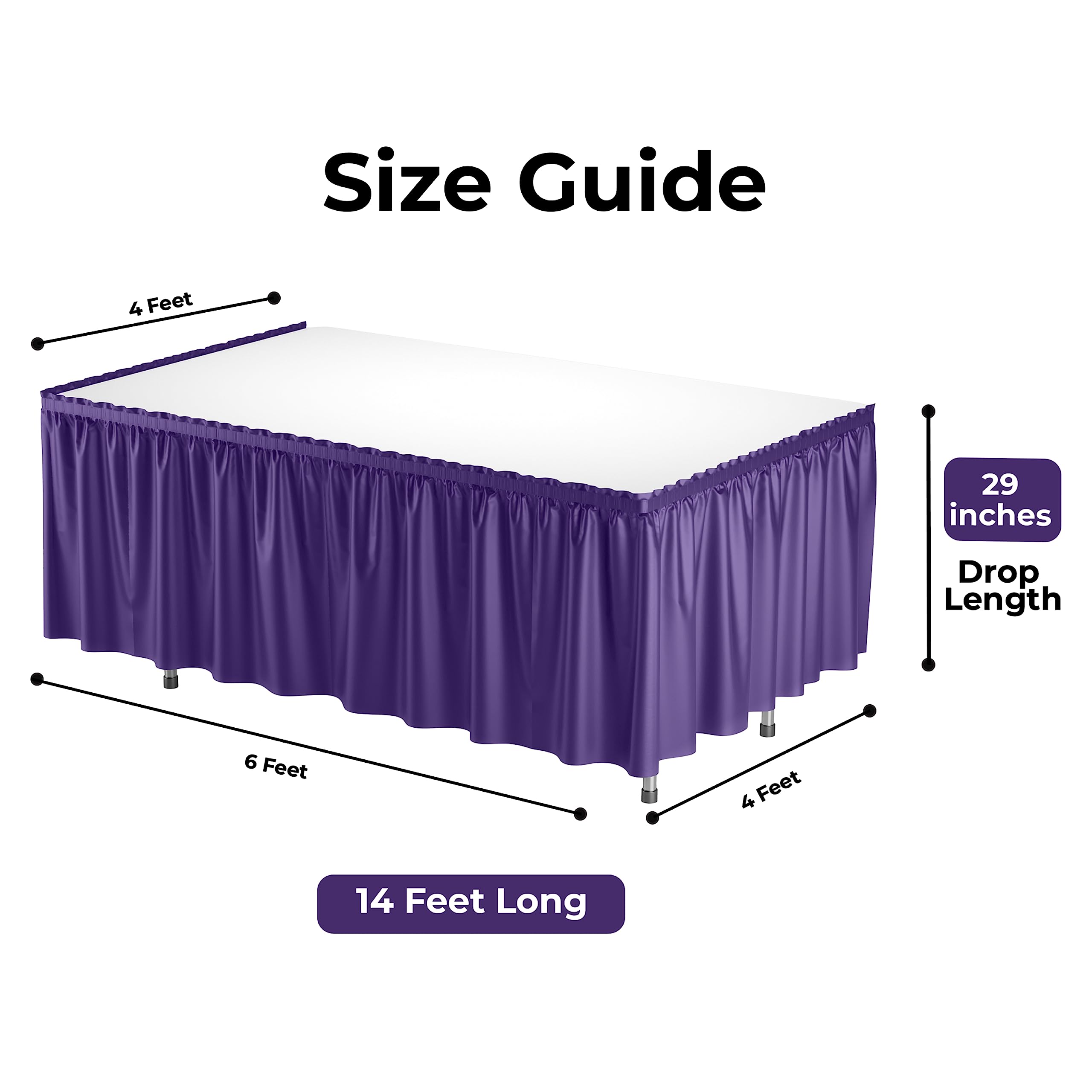 Purple Plastic Table Skirt | 6 Pack