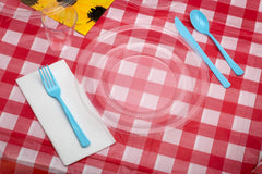 Red Gingham Plastic Table Covers | 12 Pack