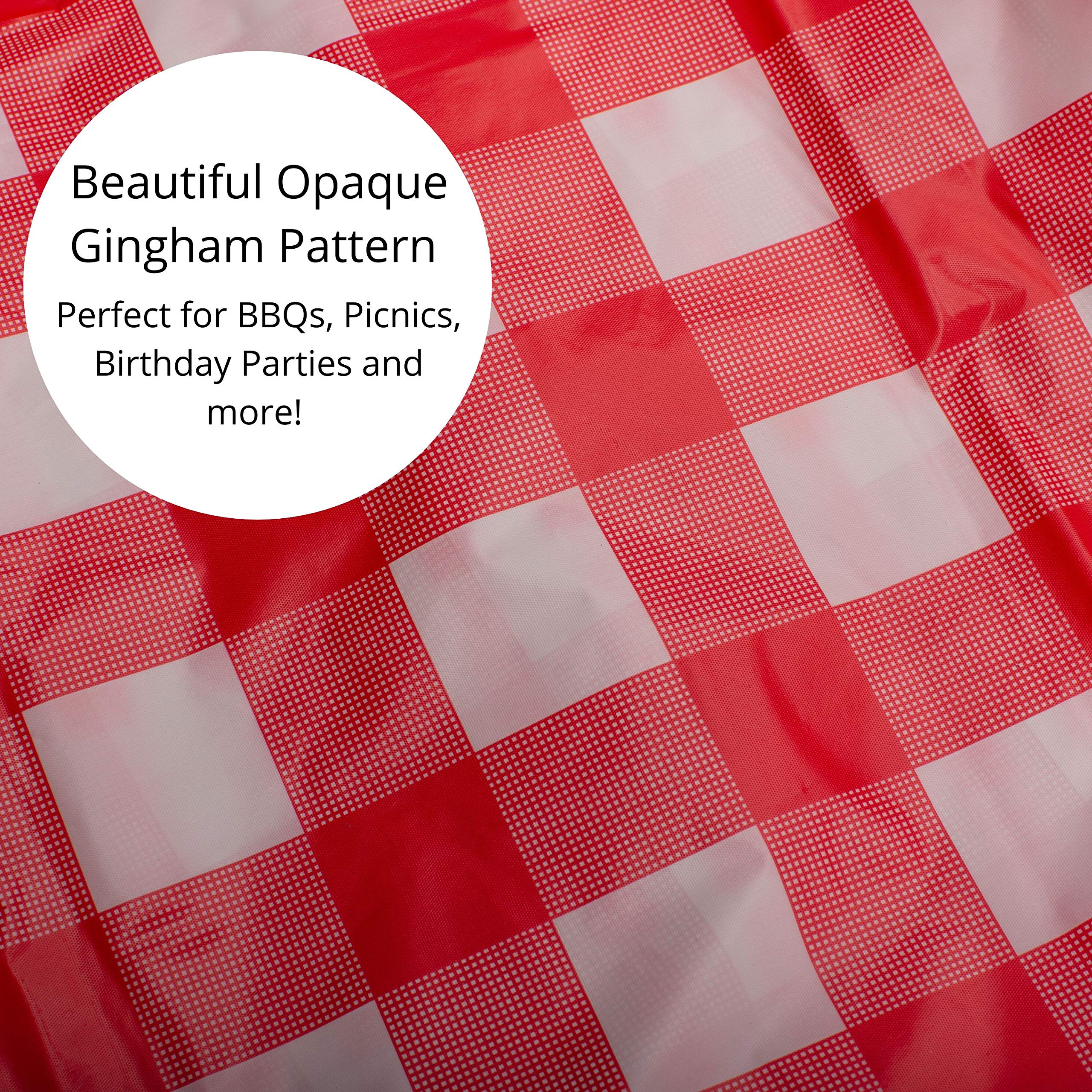 Red Gingham Plastic Table Covers | 12 Pack