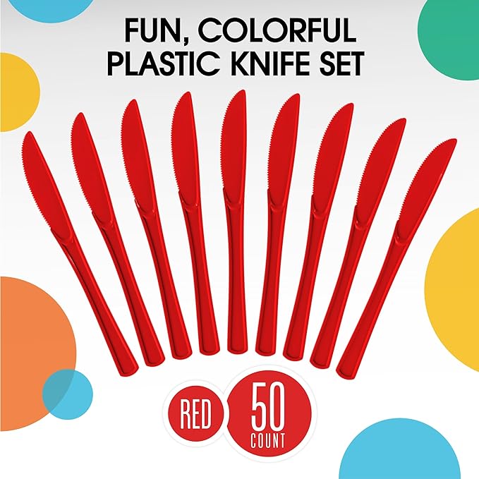 Red Plastic Knives | 25 Count