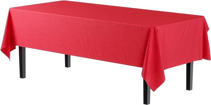 Red Plastic Table Covers | 12 Pack