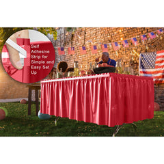 Red Plastic Table Skirt | Case of 48