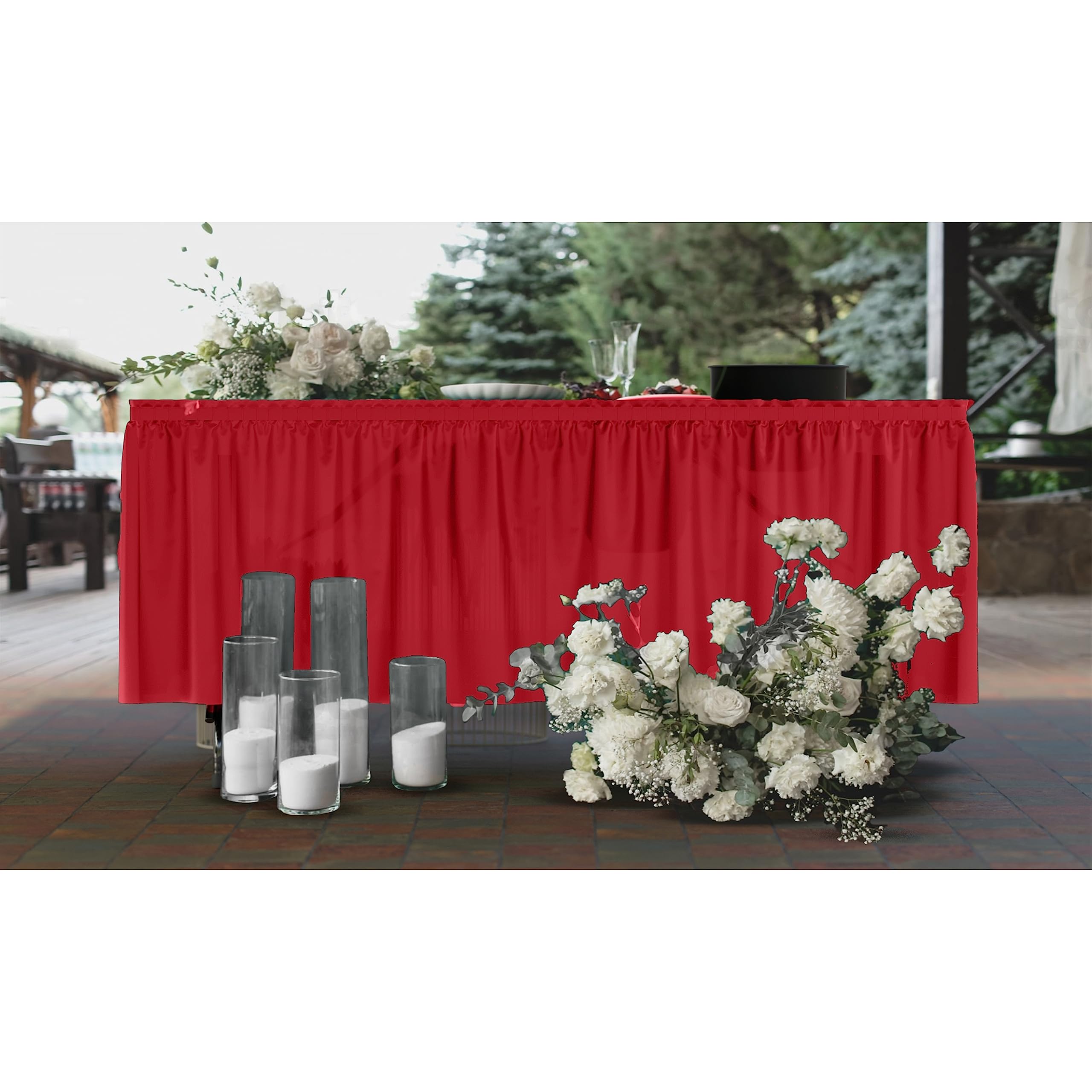 Red Plastic Table Skirt | Case of 48