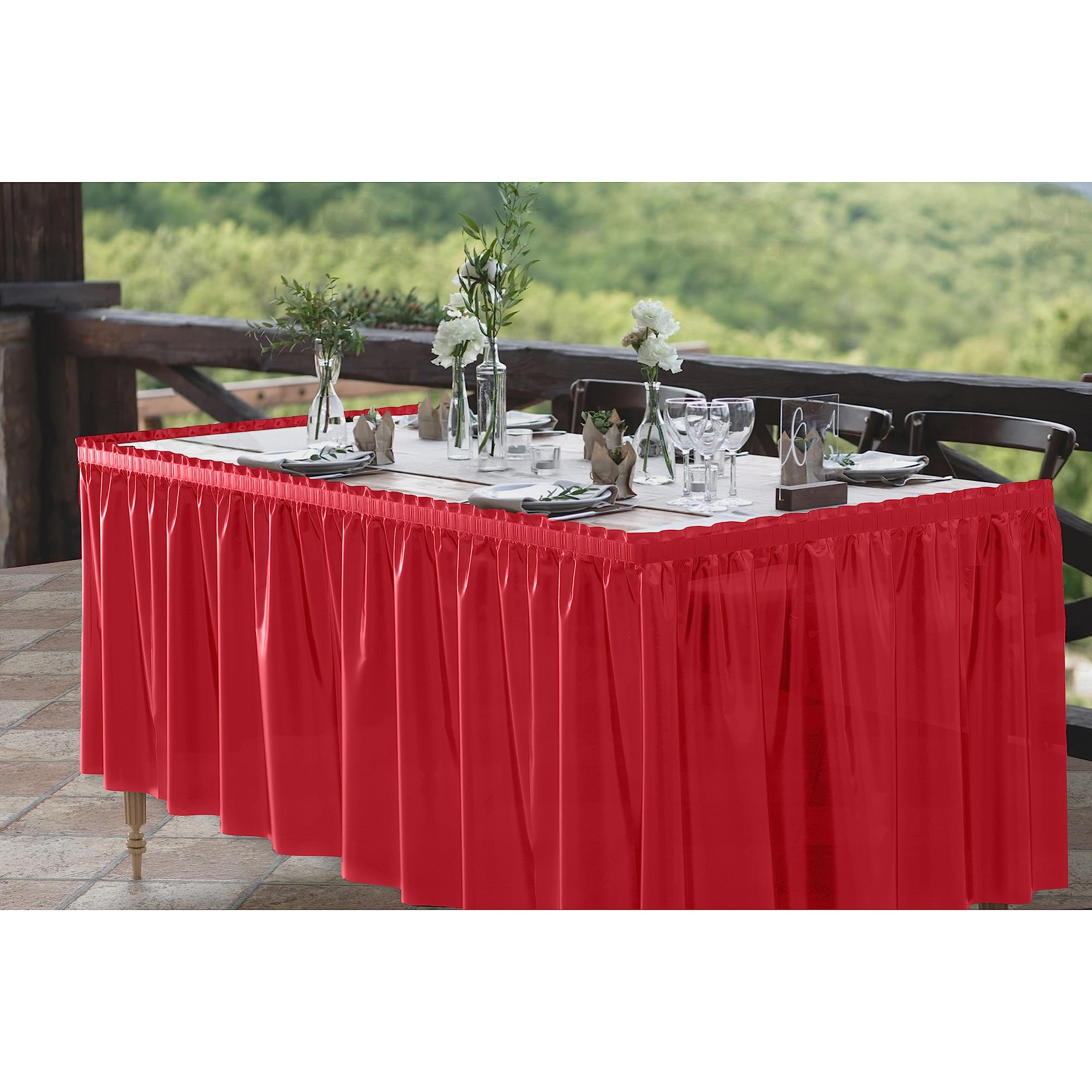 Red Plastic Table Skirt