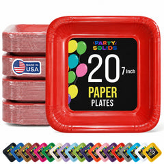 7 In. Red Square Paper Plates - 20 Ct.
