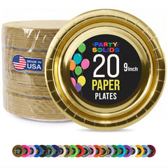 9 In. Reflective Gold Paper Plates - 20 Ct.