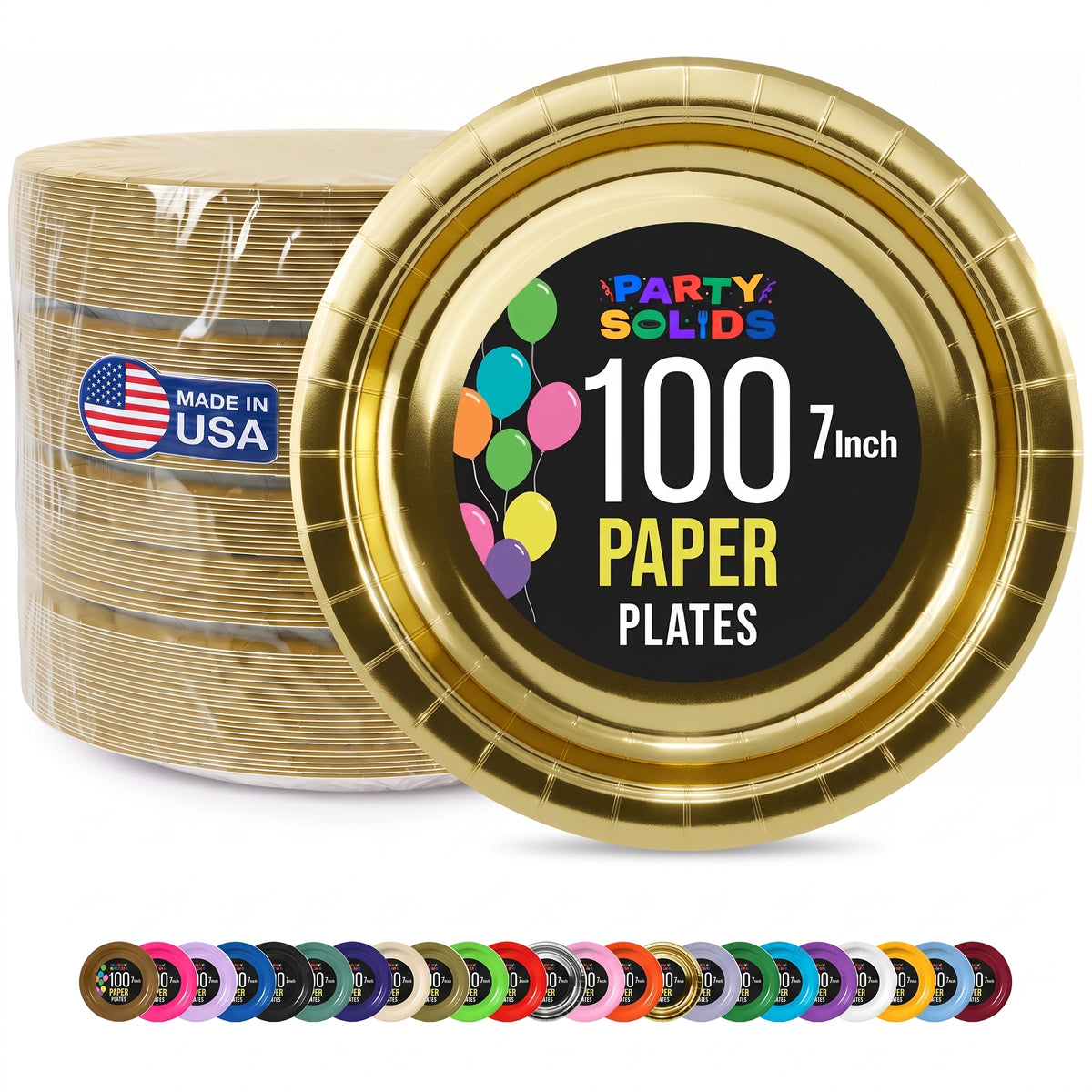 7 in. Reflective Gold Paper Plates | 100 Count