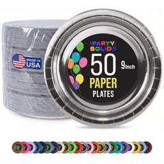 9 in. Reflective Silver Paper Plates | 50 Ct.