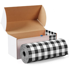 54 In. x 100 Ft. Cut to Size Plastic Table Cover | Black Gingham