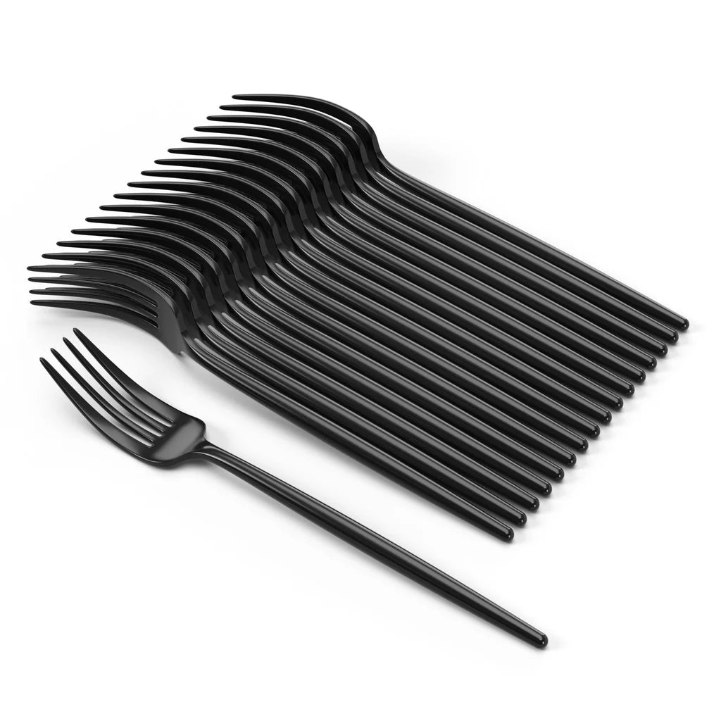 Trendables Gloss Black Plastic Forks | 20 Count