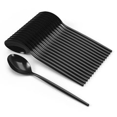 Trendables Gloss Black Plastic Spoons | 480 Count