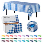 54 in. x 300 Ft. Cut to Size Plastic Table Cover | Blue Gingham