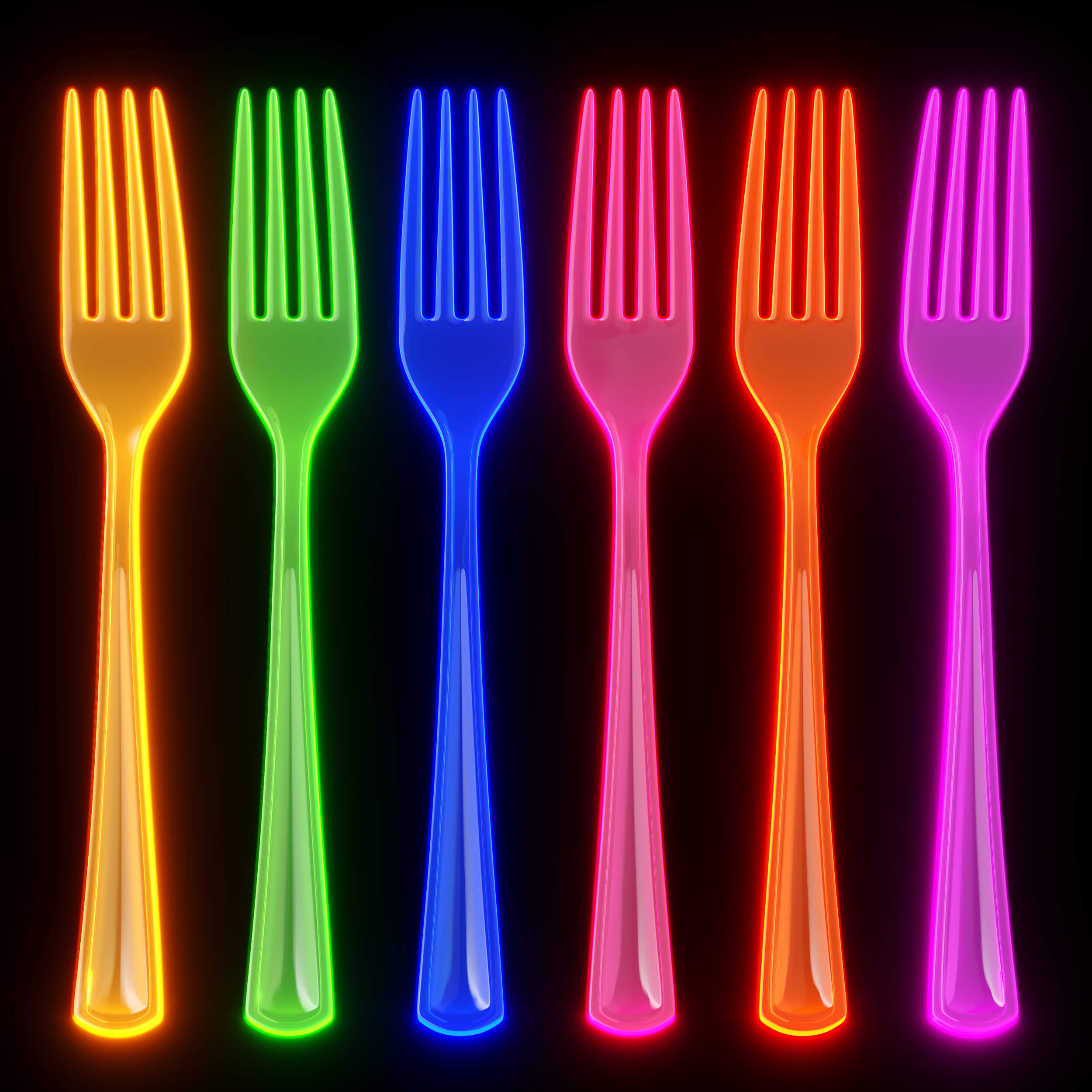 Heavy Duty Neon Plastic Forks | 60 Count