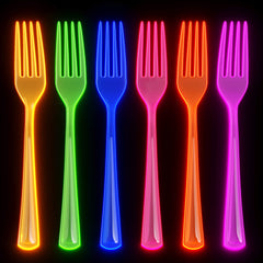 Heavy Duty Neon Plastic Forks | 120 Count