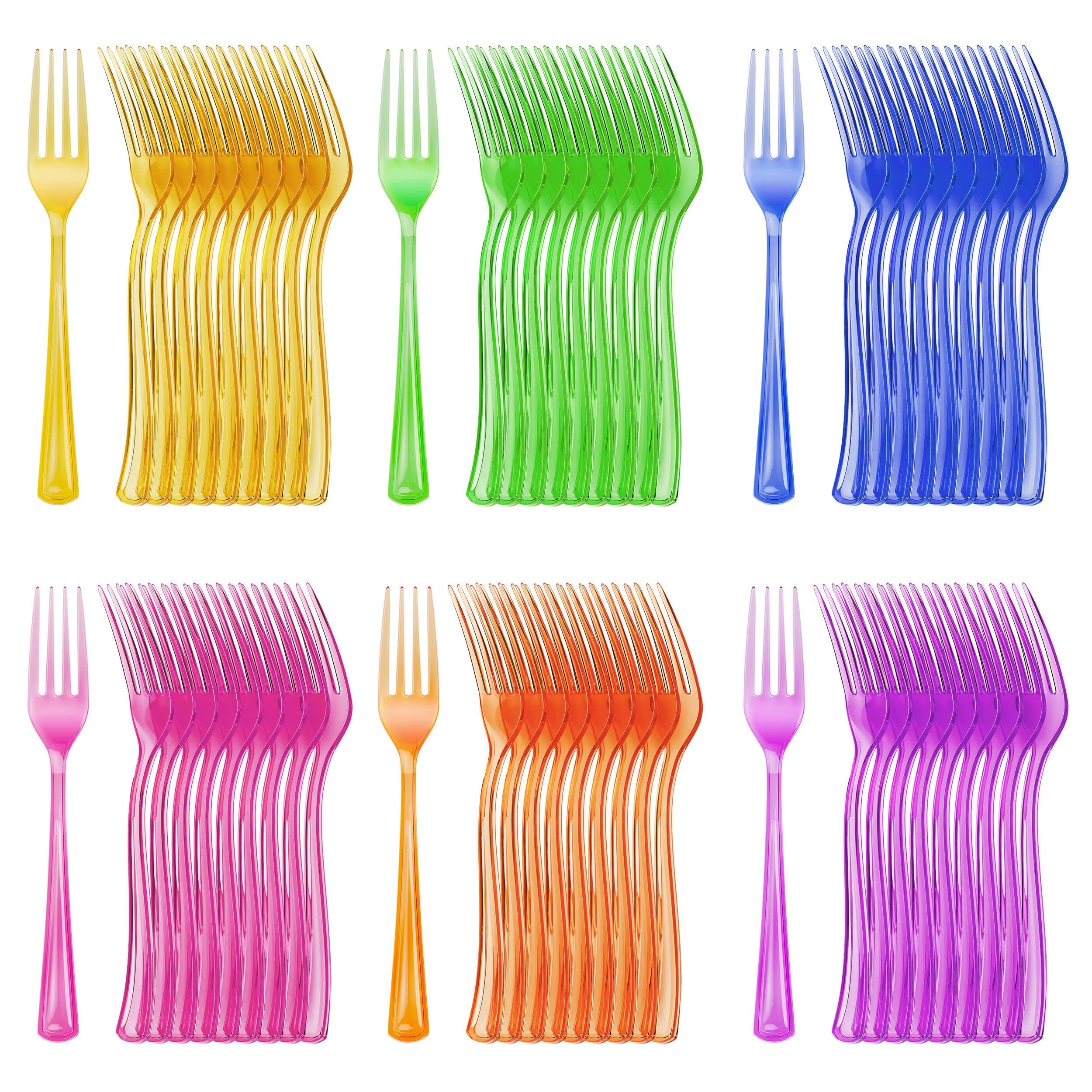 Heavy Duty Neon Plastic Forks | 120 Count